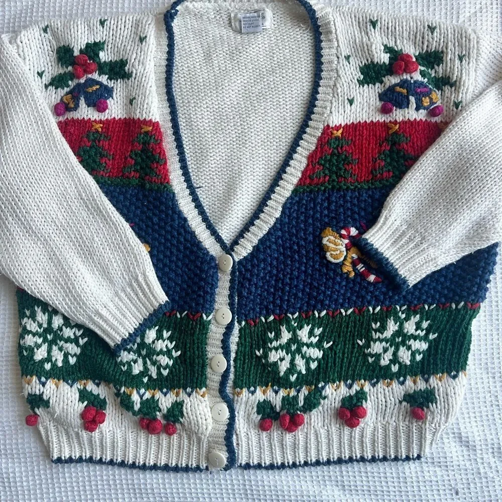 Margules Vintage Women’s Christmas Holiday Seasonal Embroidered Sweater Size M